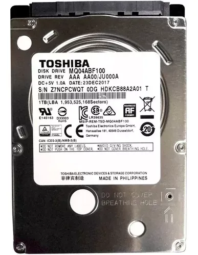 DISCO MECÁNICO HDD TOSHIBA MQ04ABF100 1TB 2.5" 5400RPM USADO (928428-003 [US])